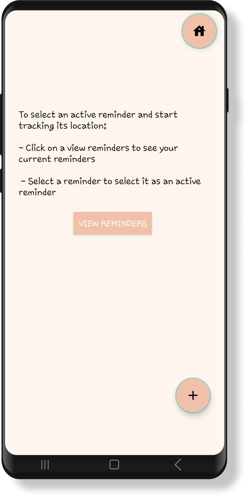 image of first screen for process of adding reminders in the app